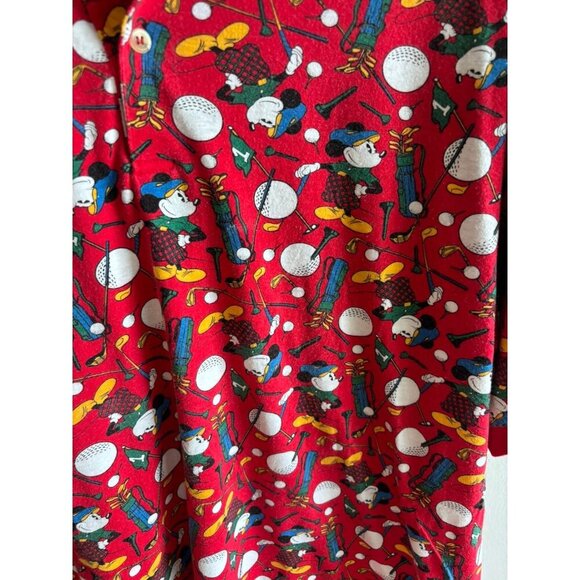 Mickey & Co Mens Golf Polo Shirt Red Allover Print Short Sleeve Collared Size L - Picture 4 of 11